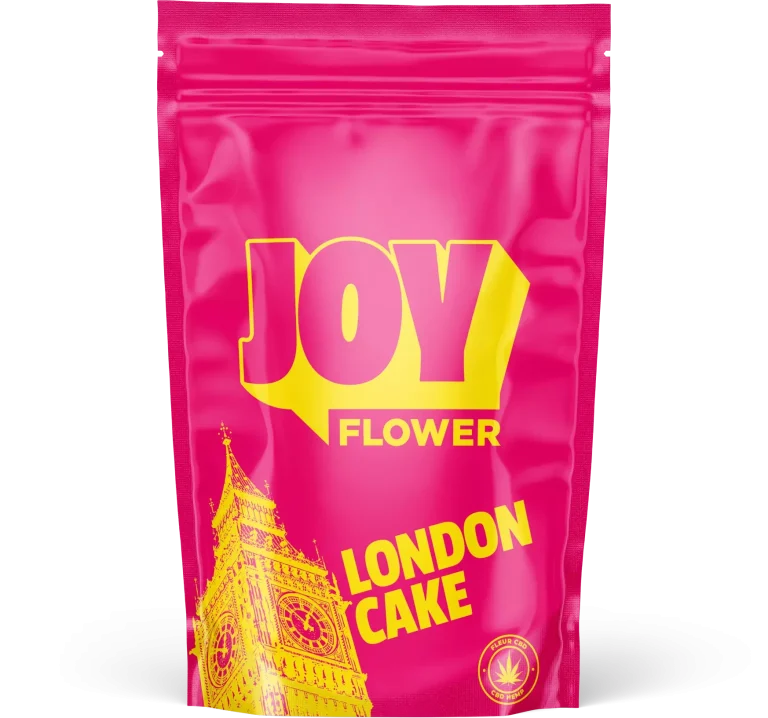 Fleur CBD London Cake avec ses notes fruitées et gourmandes, évoquant un dessert innovant et savoureux.