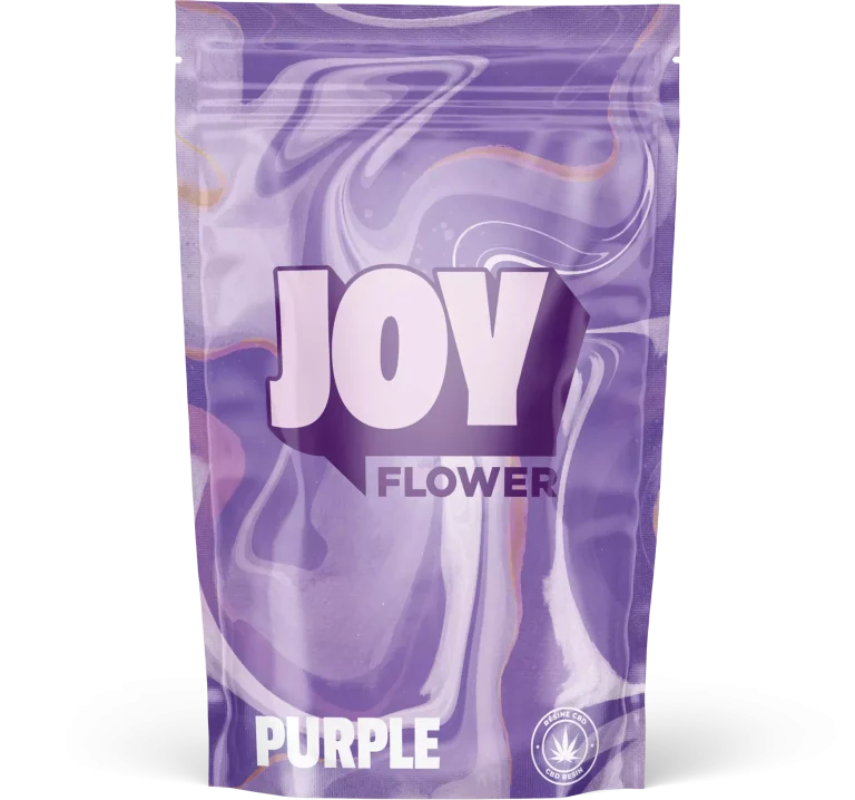 Fleur CBD Purple avec ses nuances pourprées et ses saveurs florales et fruitées, cultivée en hydroponie pour une qualité supérieure.