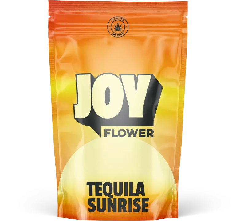 Fleur CBD Tequila Sunrise aux notes de fruits et agrumes, idéale pour une infusion relaxante, cultivée en hydroponie.